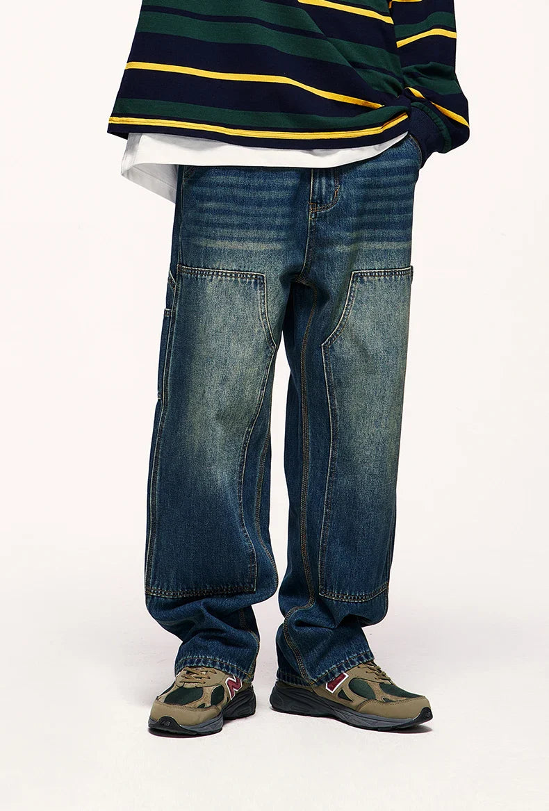 Retrotvättade jeans med vida ben