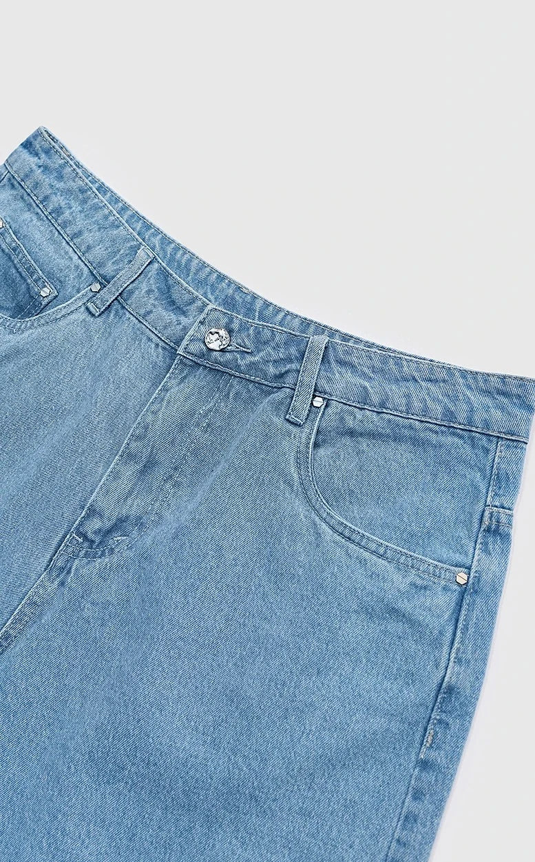 Vintage tvättade jeansshorts med raka ben