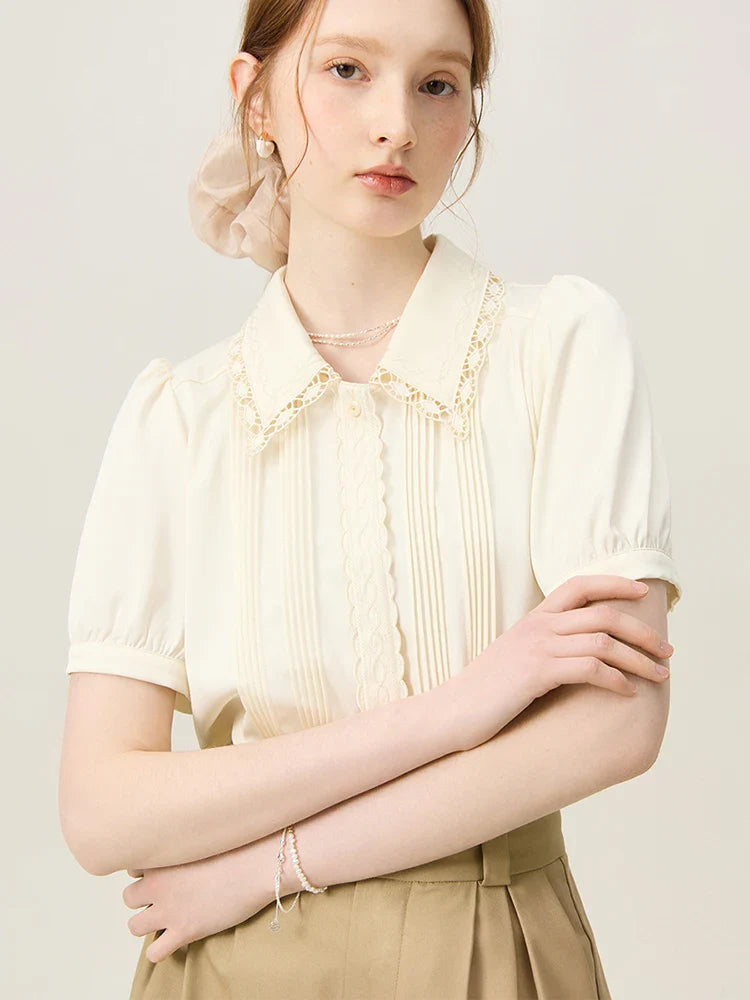 Cool Fiber Mångsidig Broderad Beige Topp