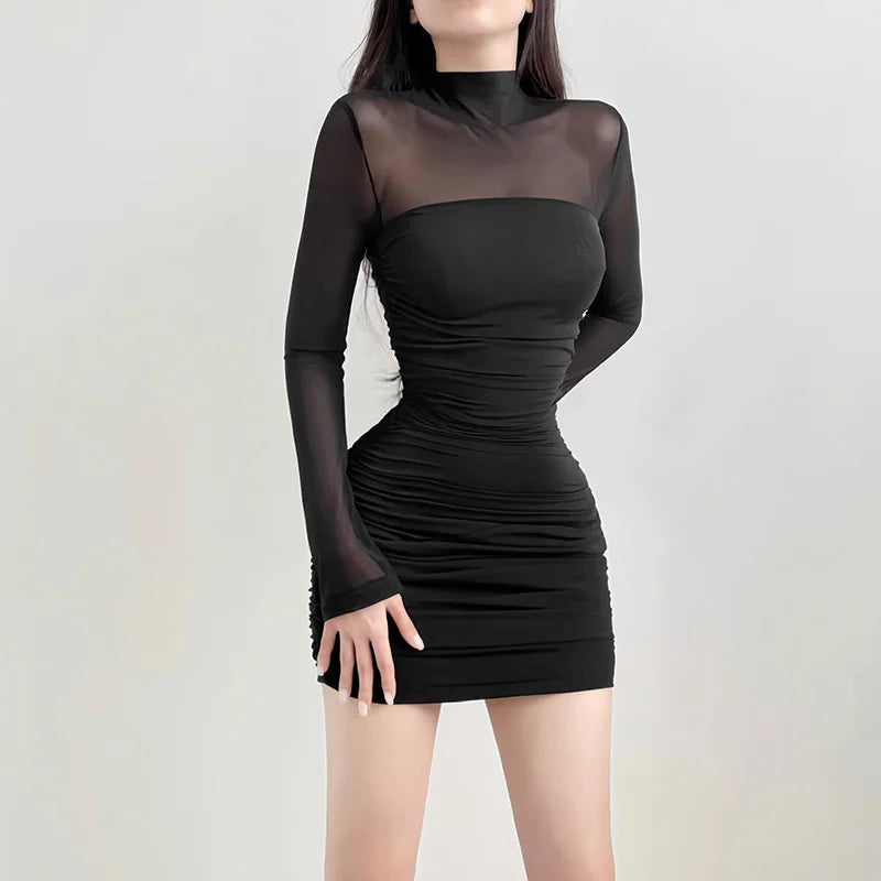 Genomskinlig svart bodycon-klänning