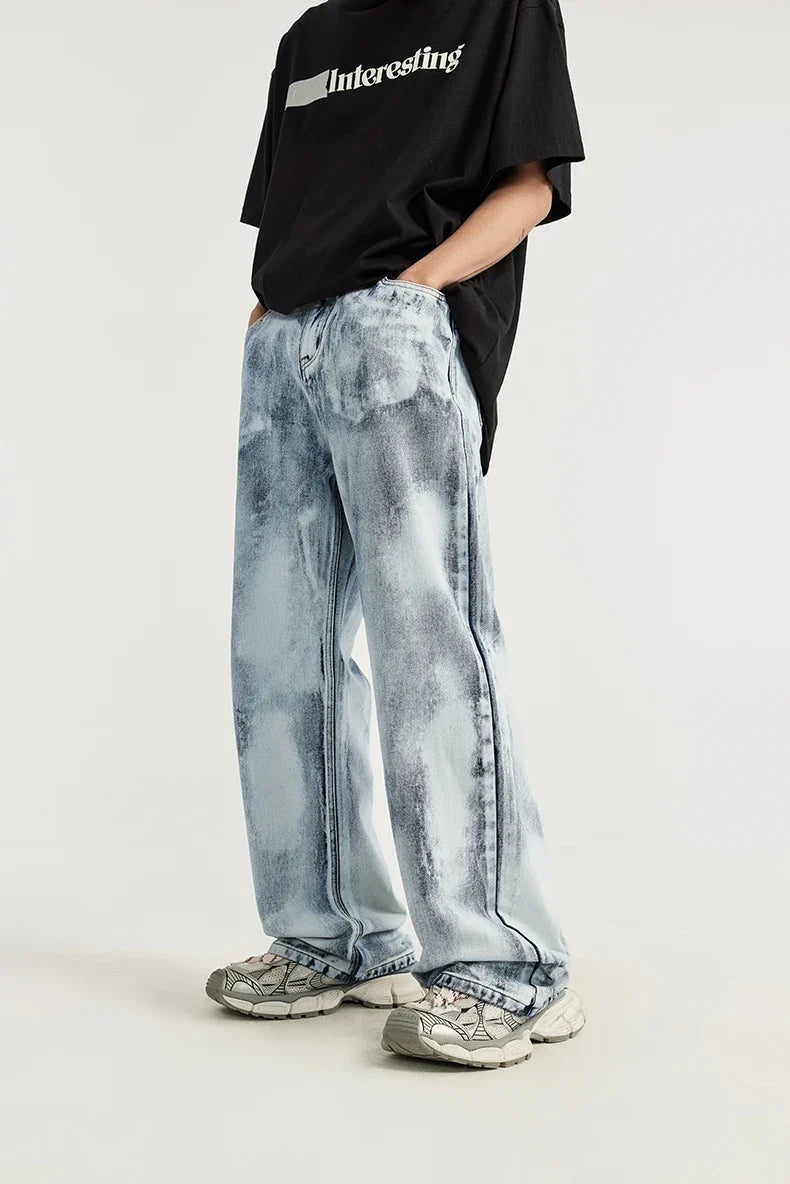 Gradientfärgade tvättade jeans med vida ben