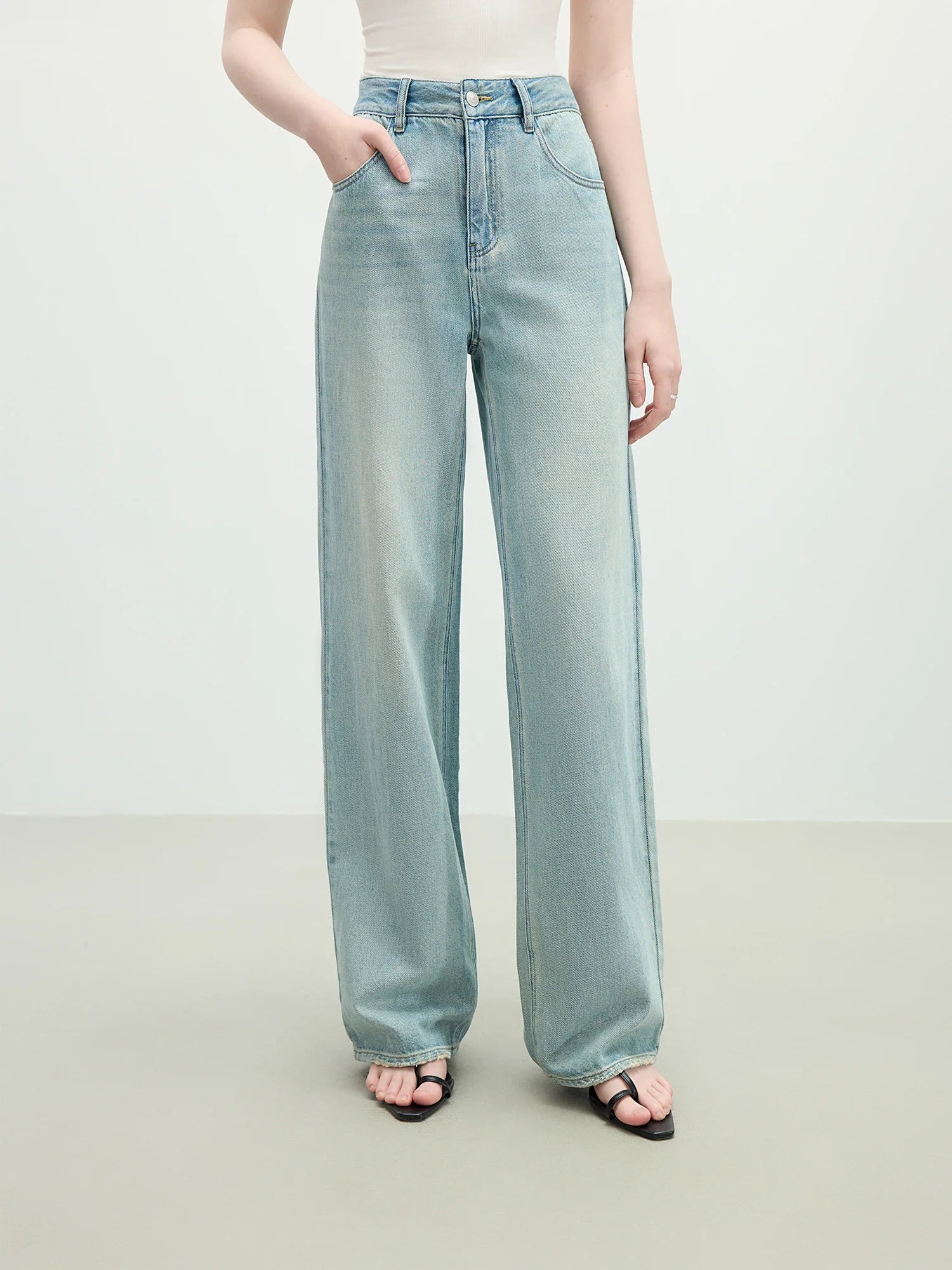 Raka jeans med hög midja