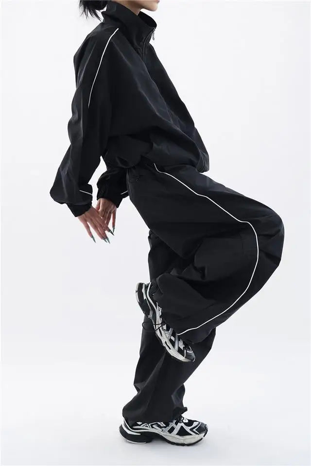 Oversized sportig svart träningsoverall