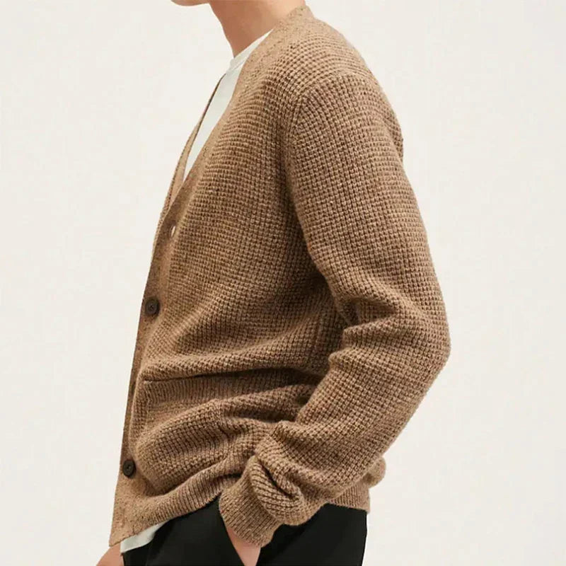 Beige kofta av strukturerad ull