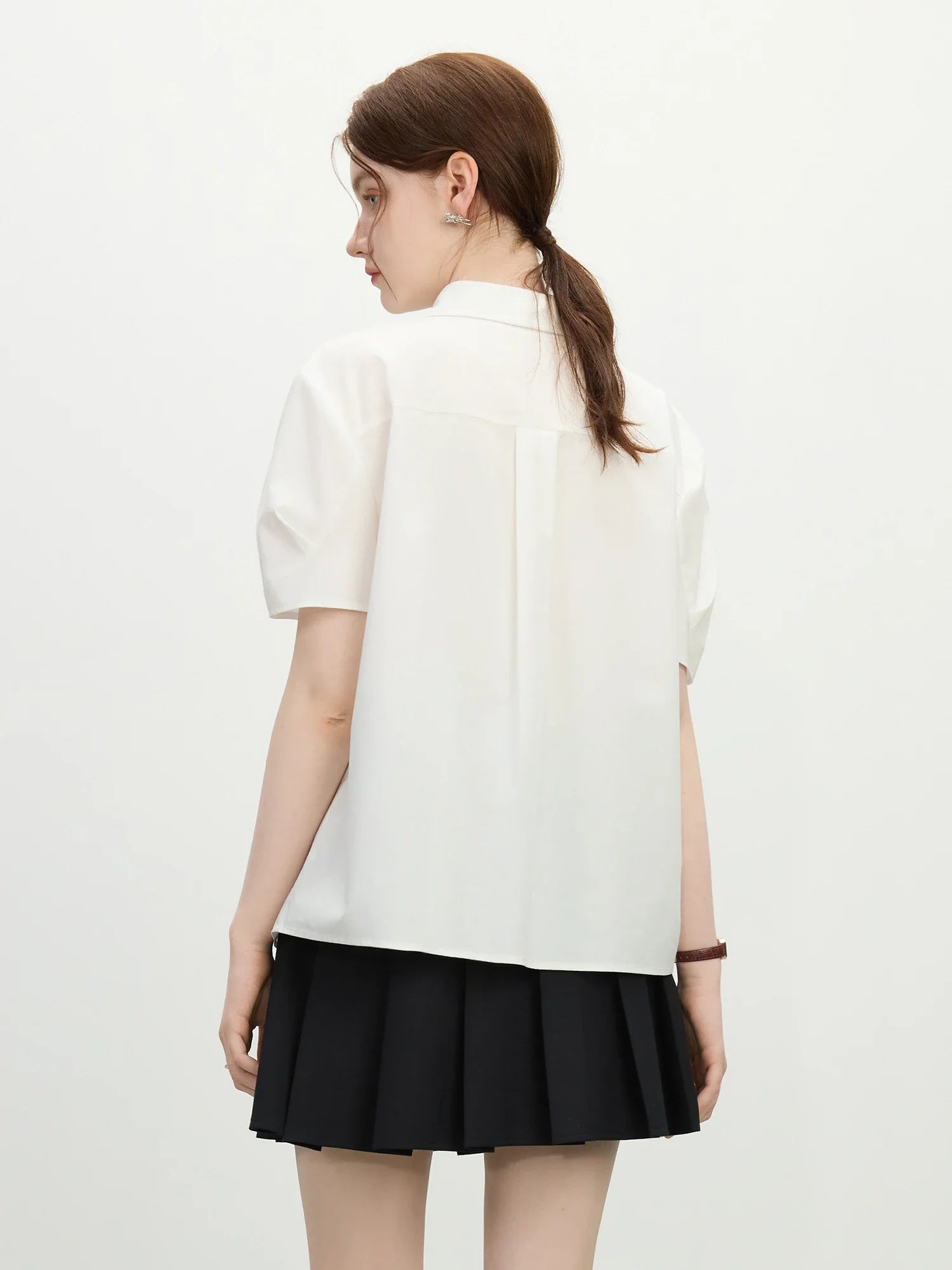 Randig texturerad blå kortärmad skjorta