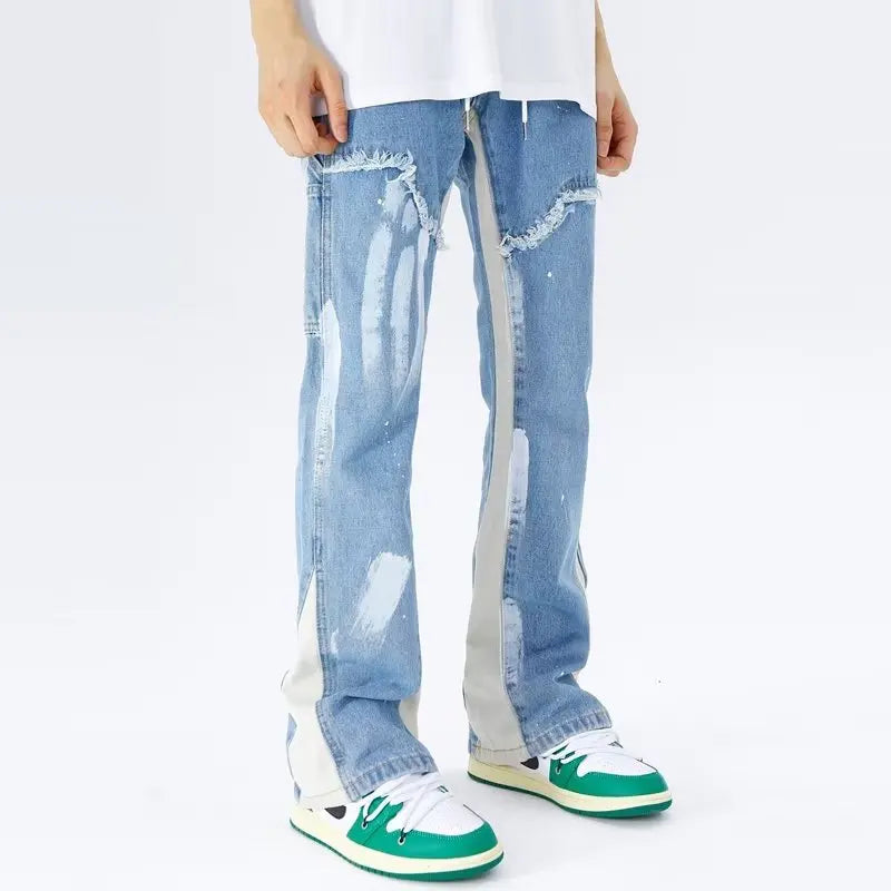Baggy flare jeans i streetwear-stil