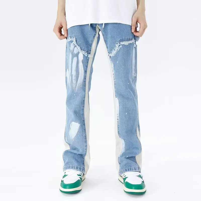 Baggy flare jeans i streetwear-stil