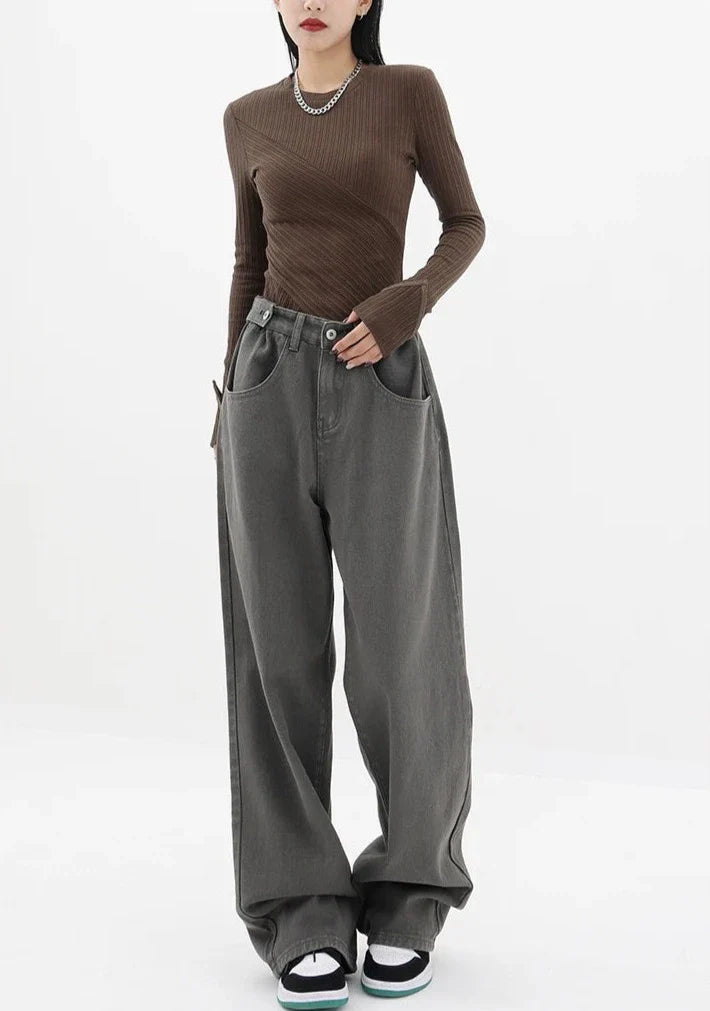Casual jeans med hög midja