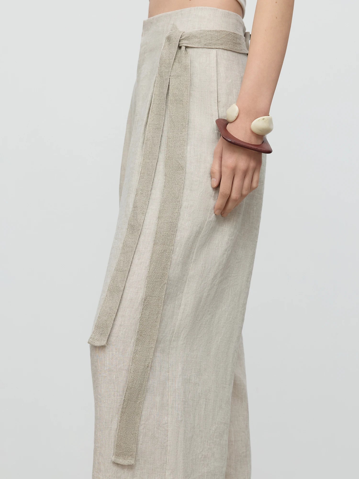 Ärmlös linne beige topp och byxor set