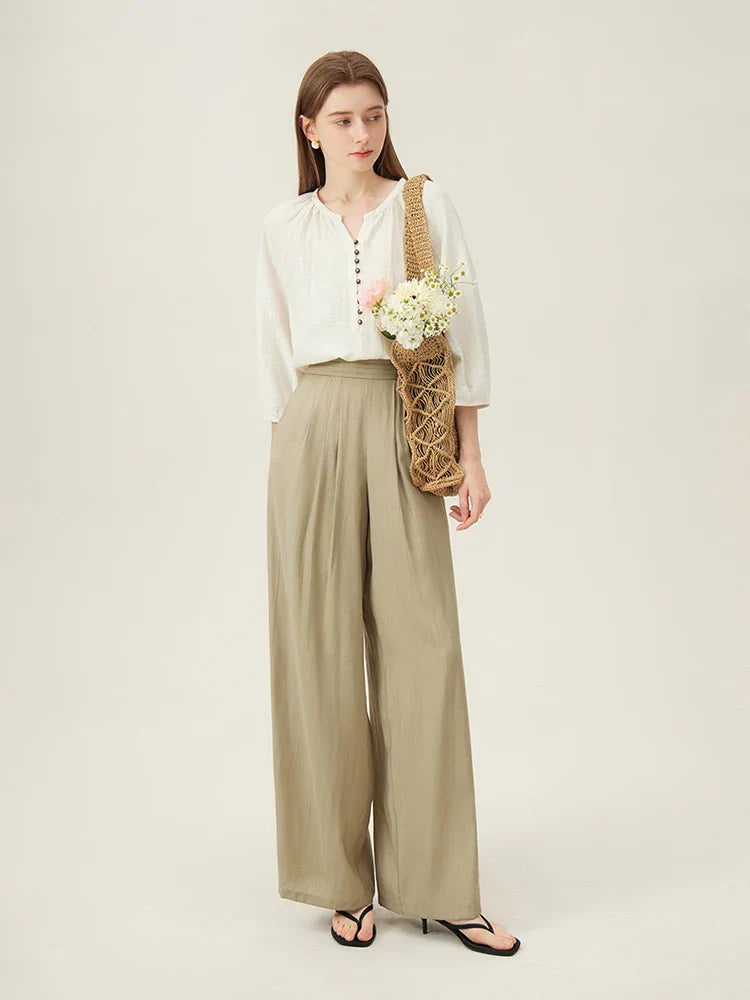 Beige linneskjorta med lös passform