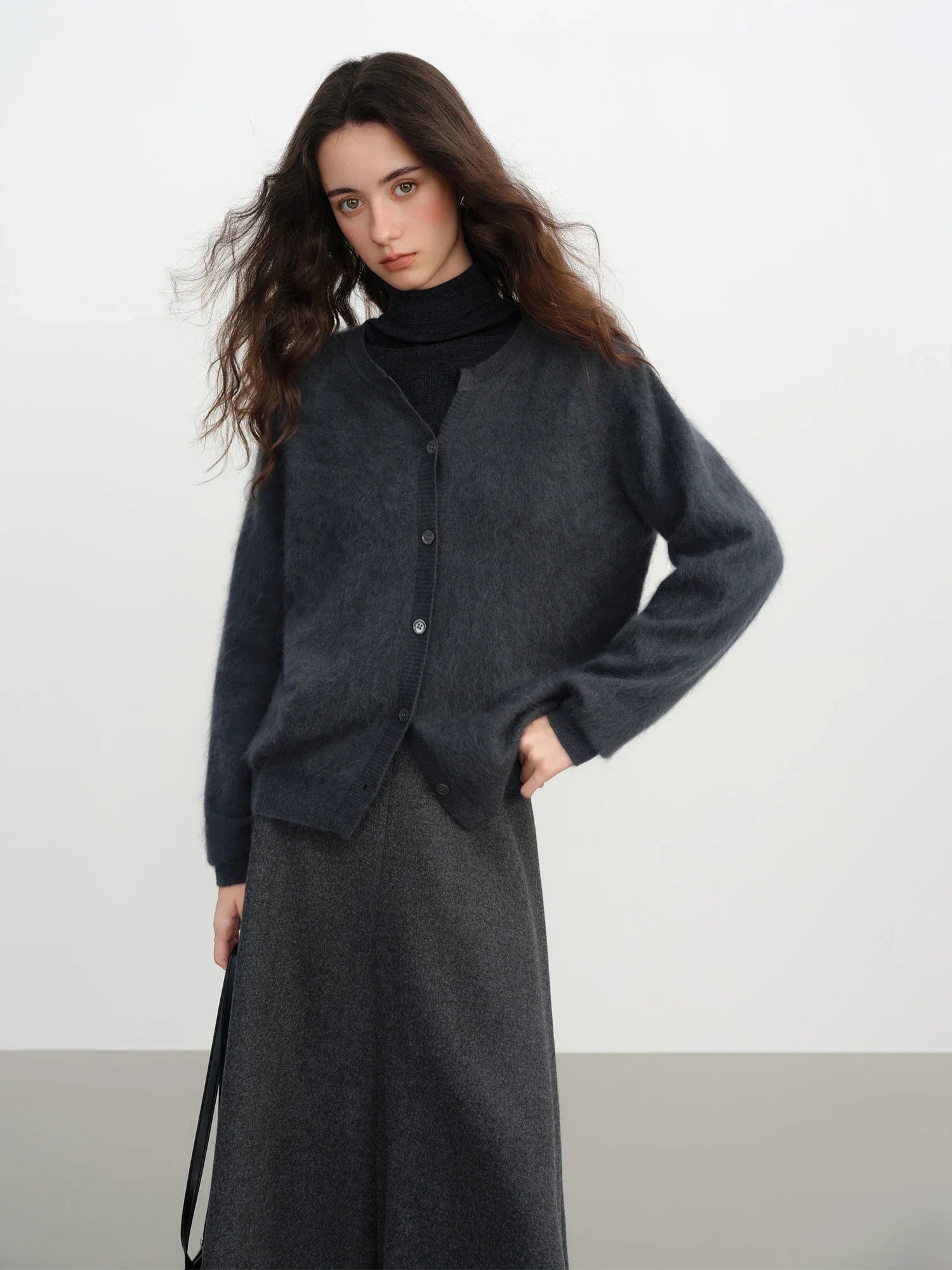 Stickad kofta i ullblandning