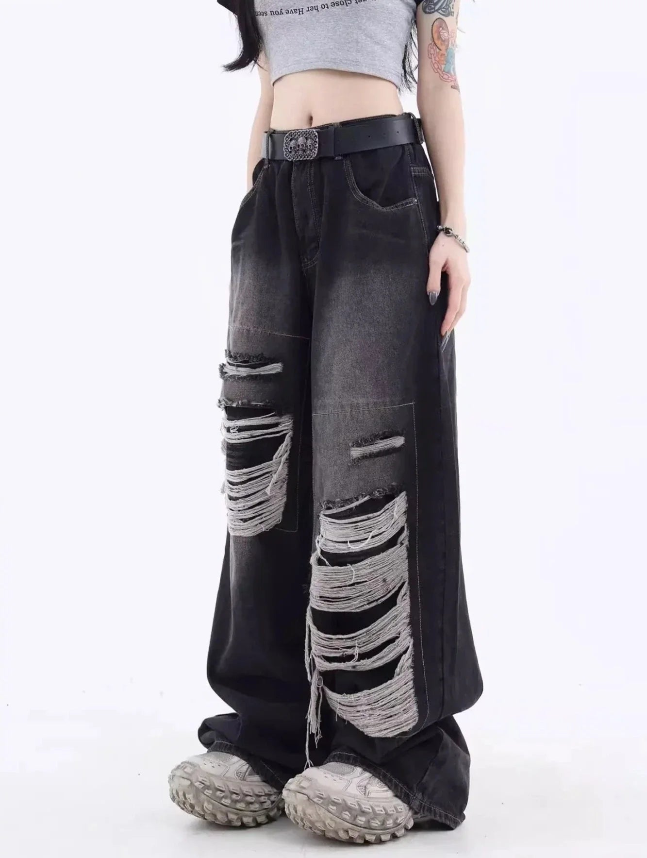 Slitna lösa jeans