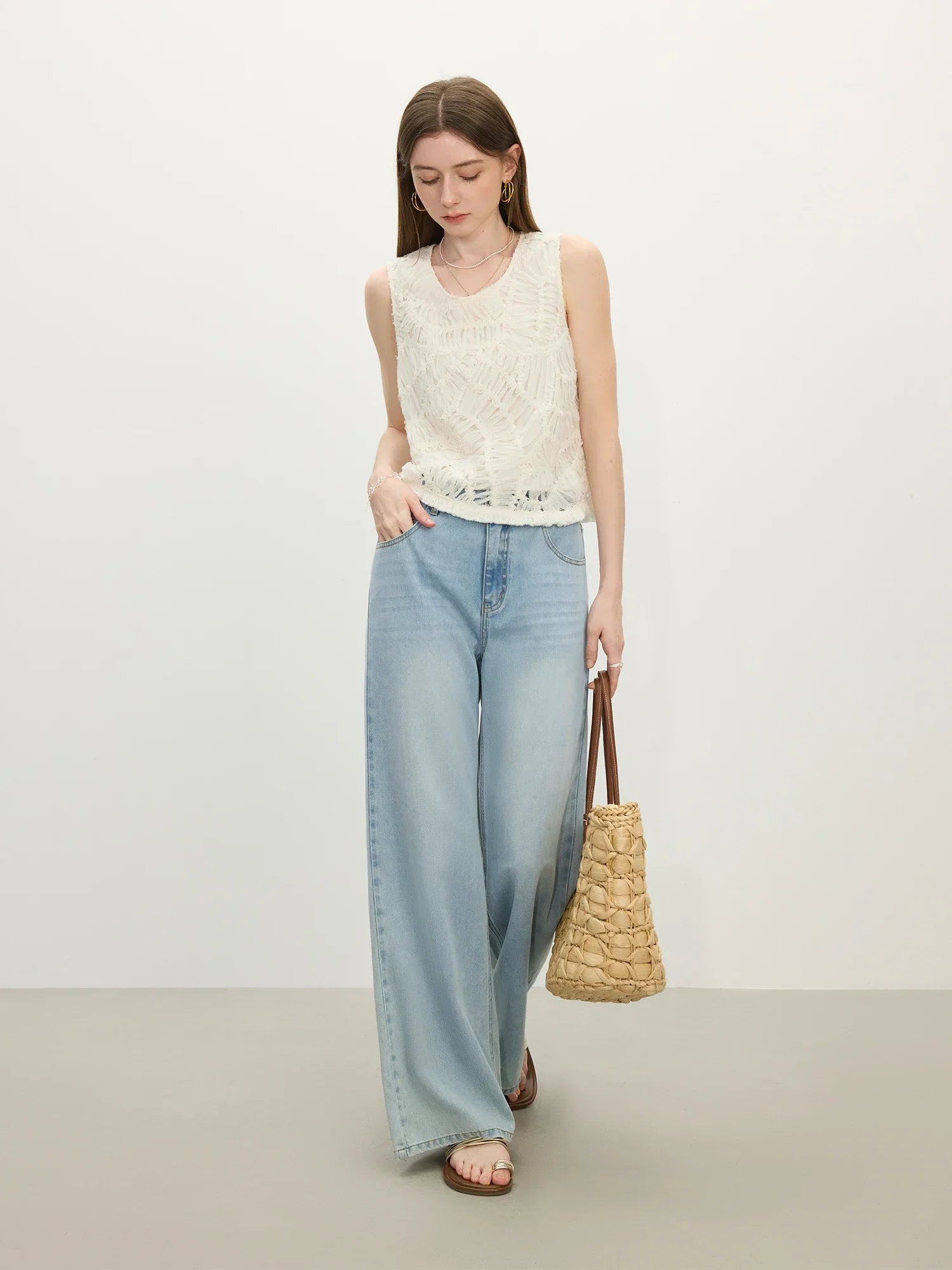 Beige mångsidig ärmlös topp