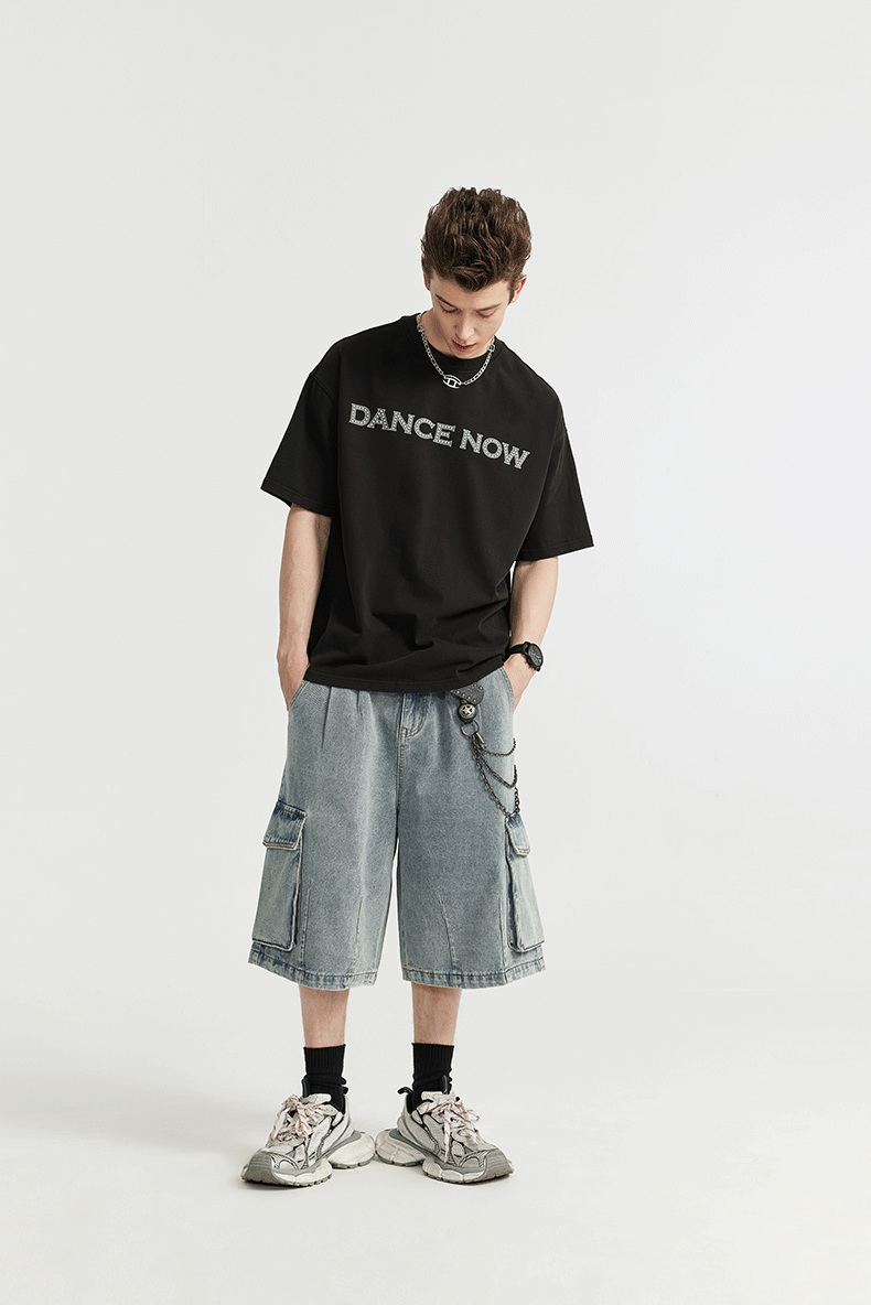 Cargo Jeans Shorts i brett snitt