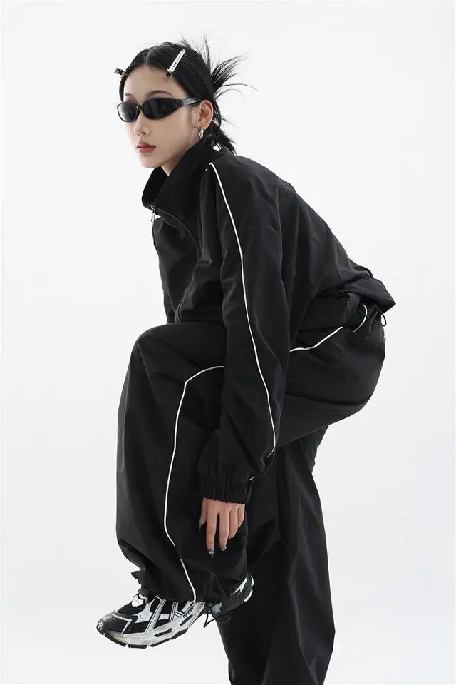 Oversized sportig svart träningsoverall