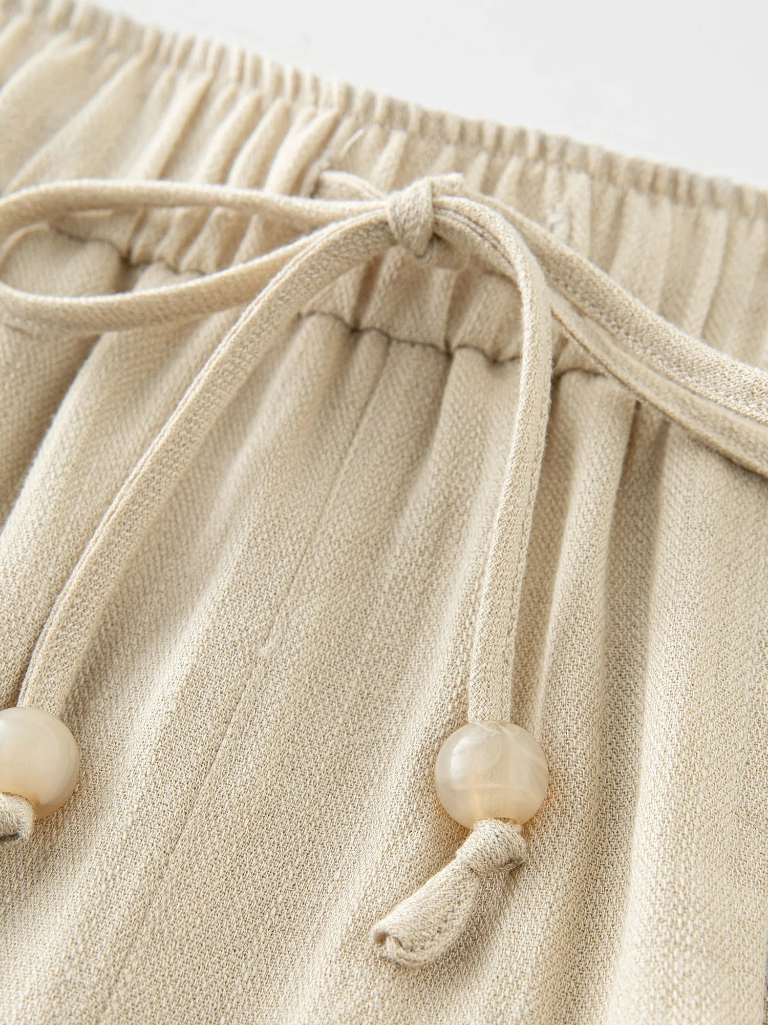 Linne Raka Resår Hög Midja Casual Byxor