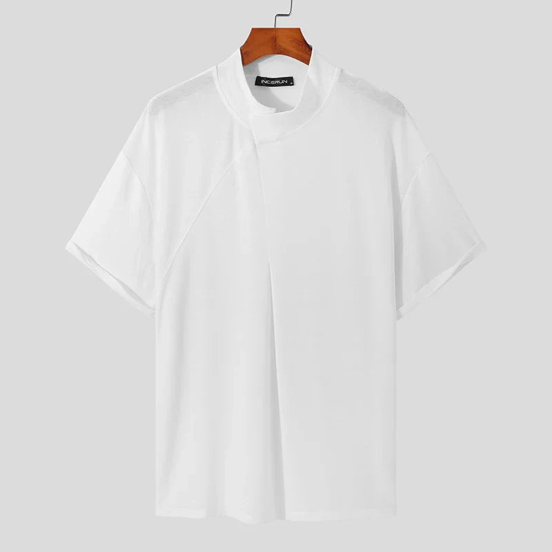 T-shirt med turtleneck och korta ärmar