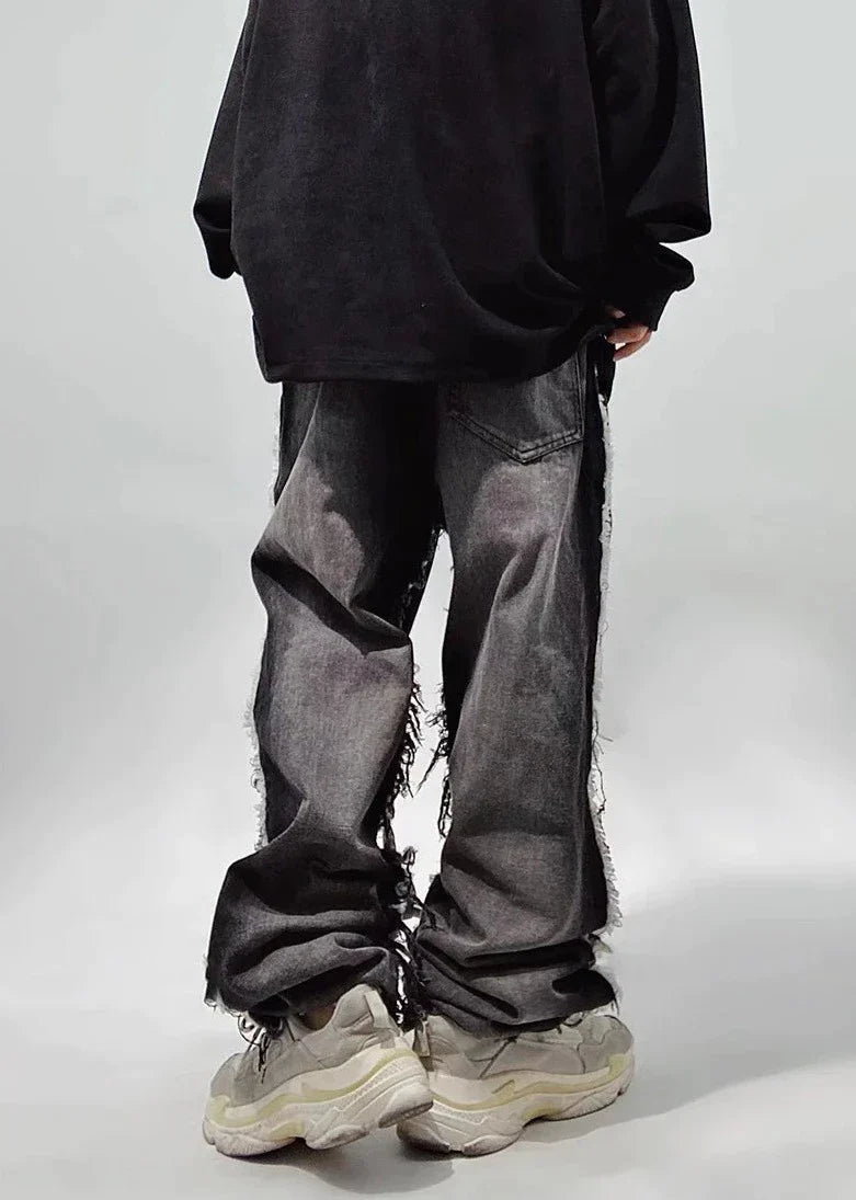 Rippade oversized svarta jeans