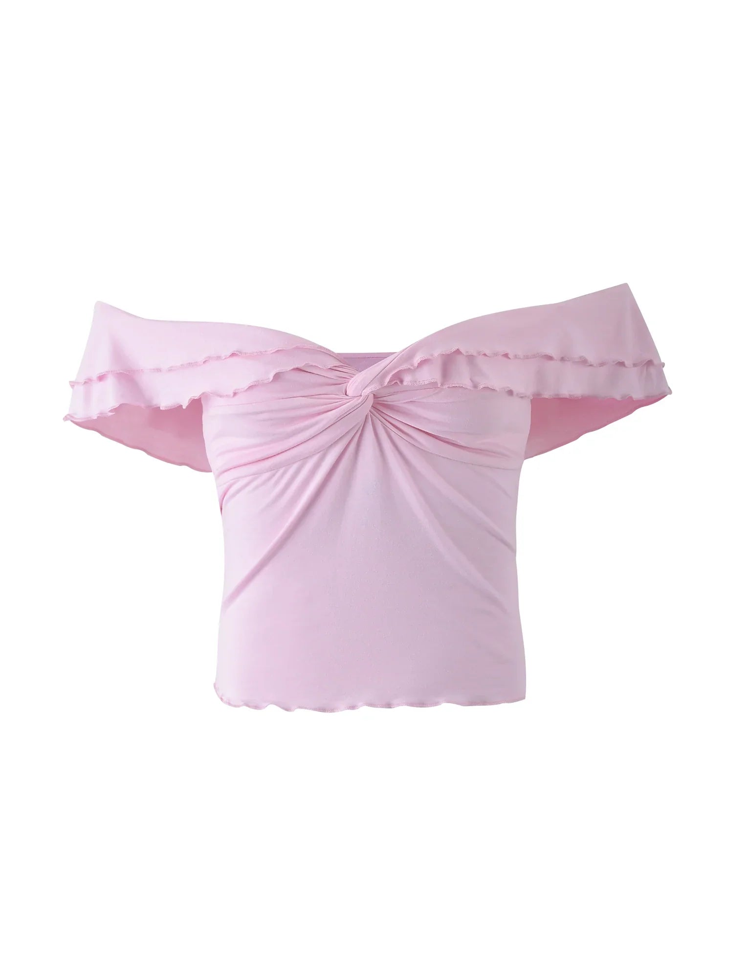 Texturerad tvinnad rosa topp med byxor