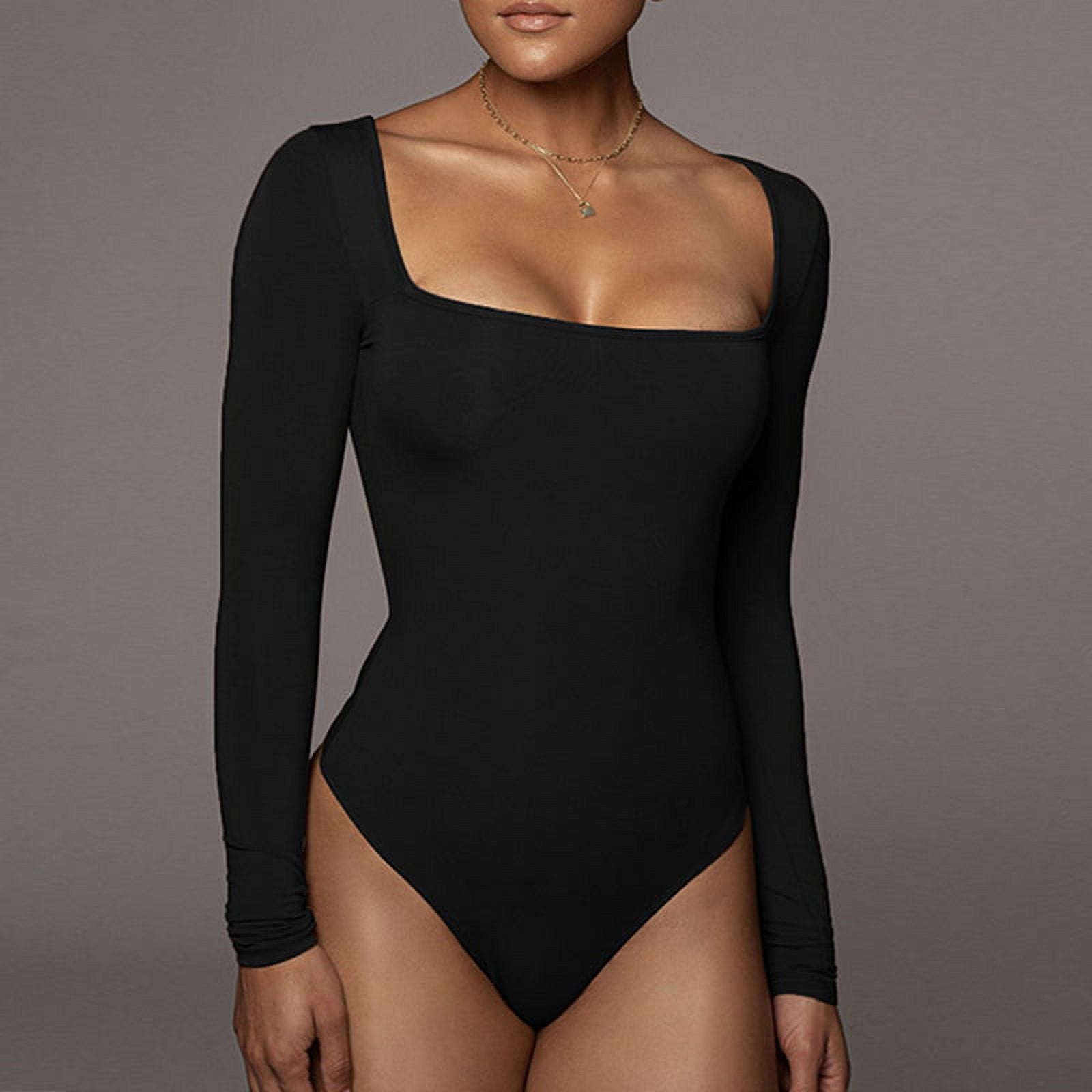 Långärmad jumpsuit med fyrkantig hals