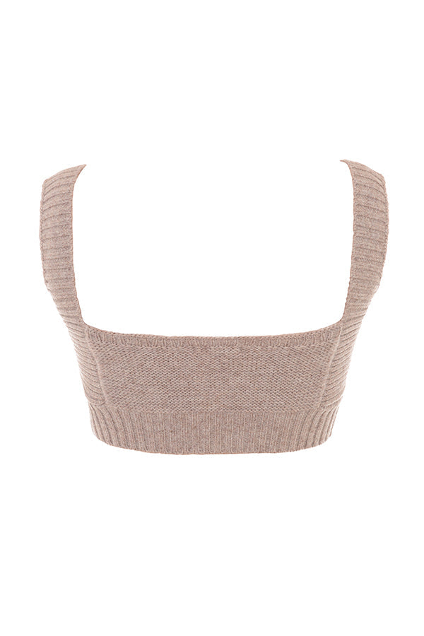Korn grov kofta av naturlig ull med bralette och leggings