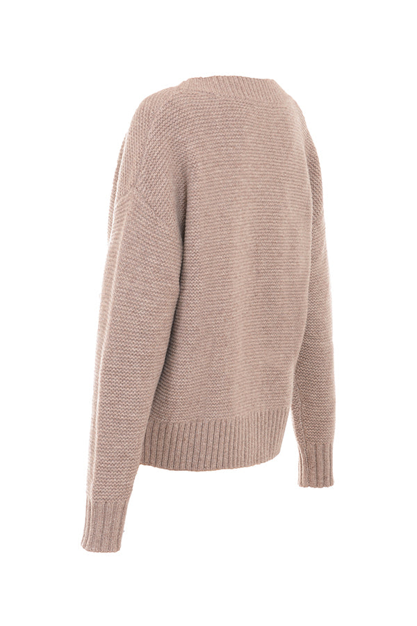 Korn grov kofta av naturlig ull med bralette och leggings