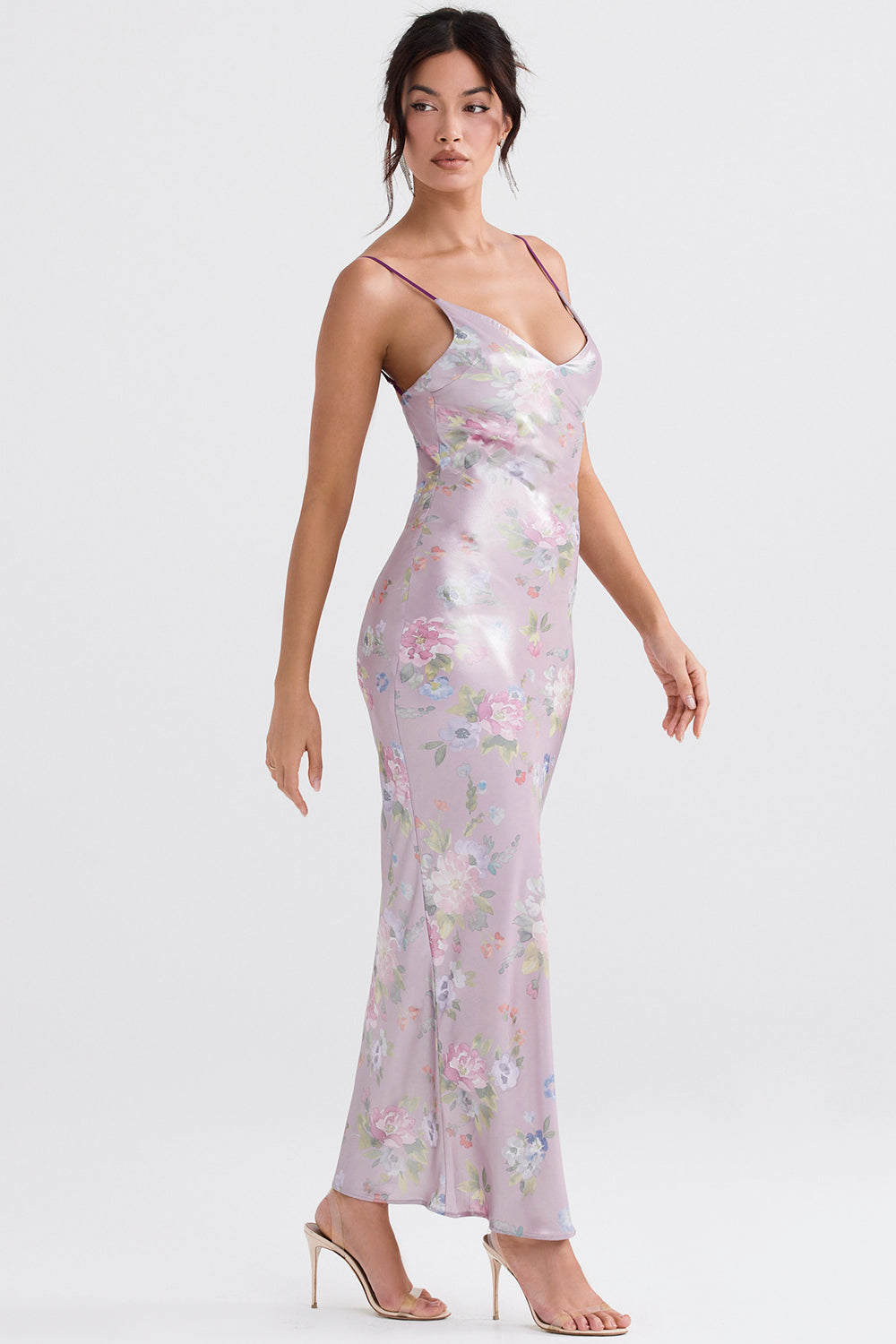 Mauve maxiklänning med blommor