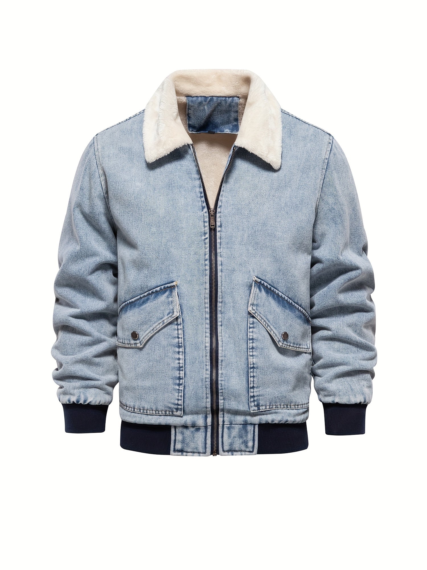 Denim fleecejacka för män