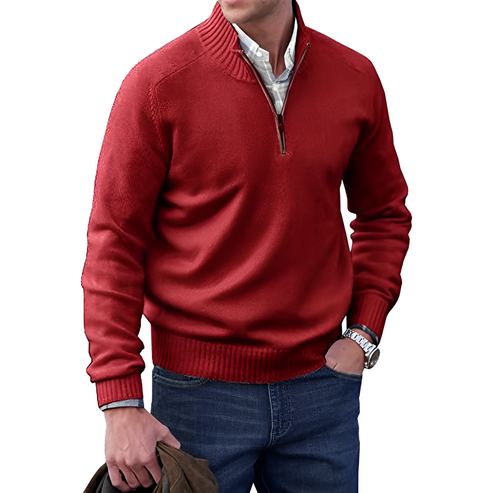 Cashmere dragkedja för män