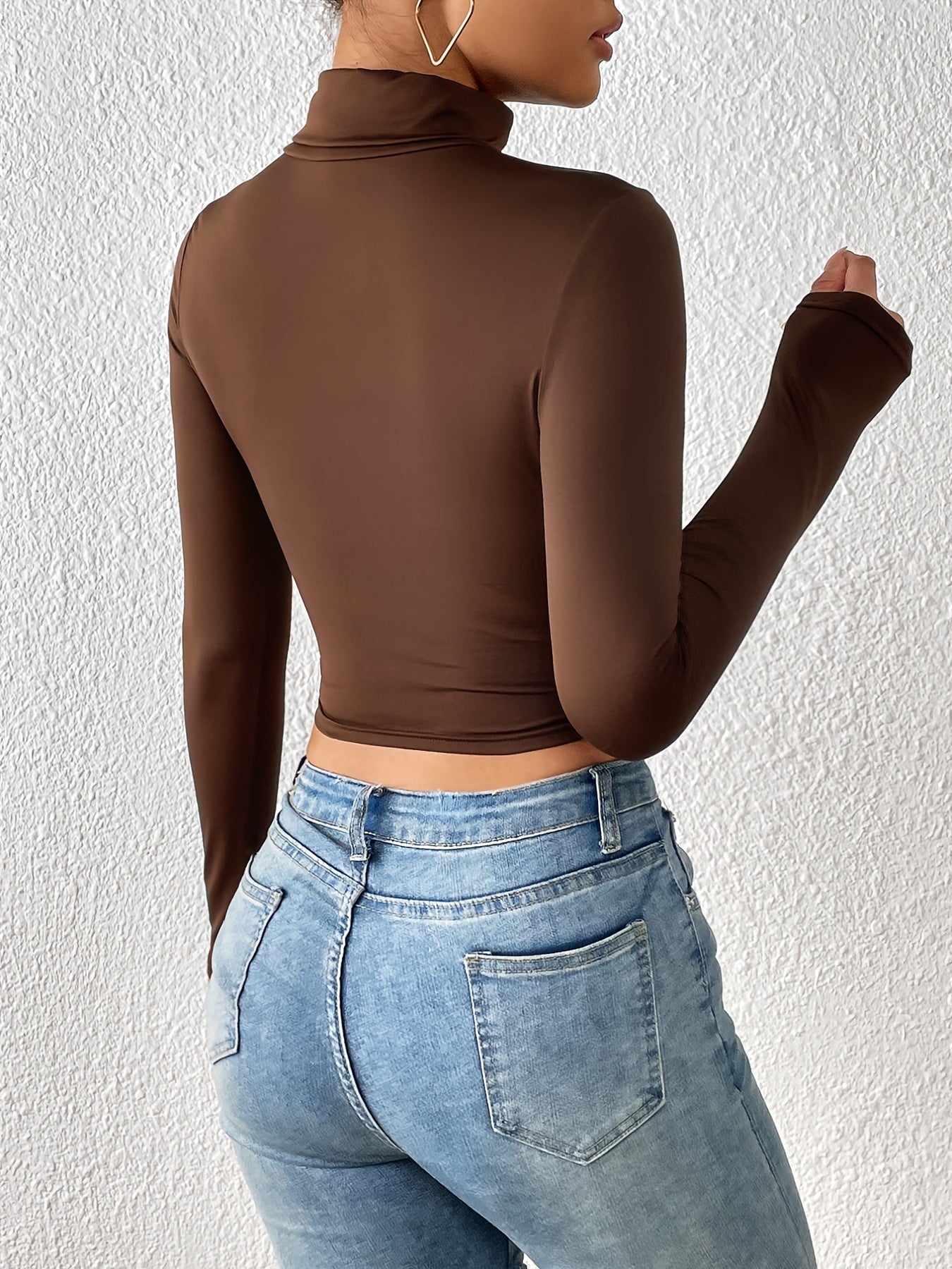 Skinny crop T-shirt med turtleneck