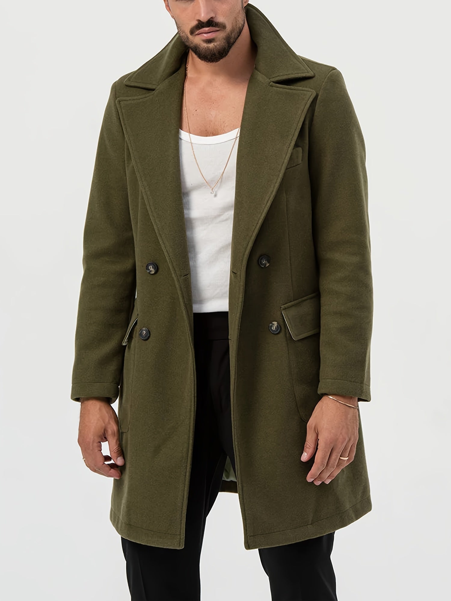 Grön trenchcoat för män