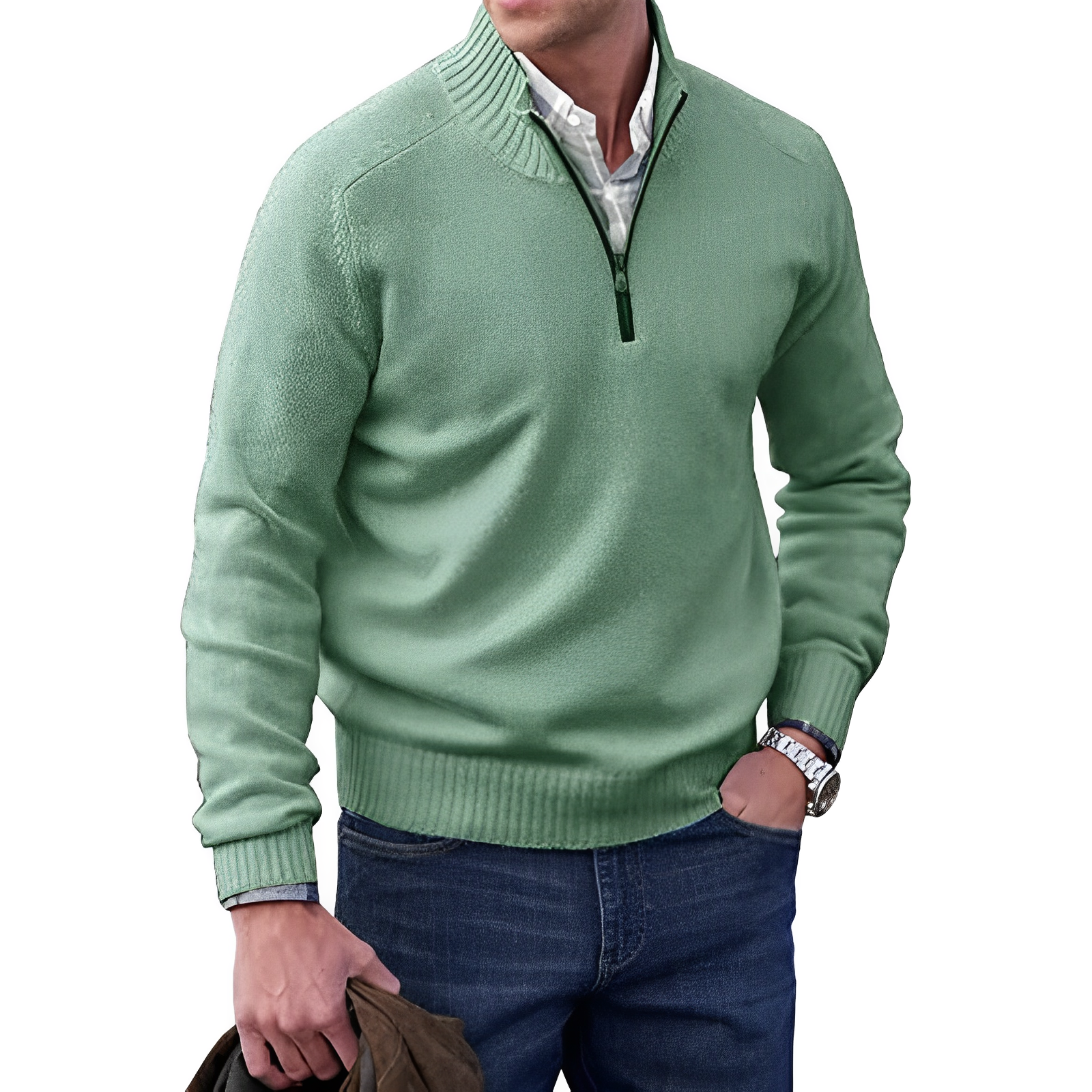 Cashmere dragkedja för män