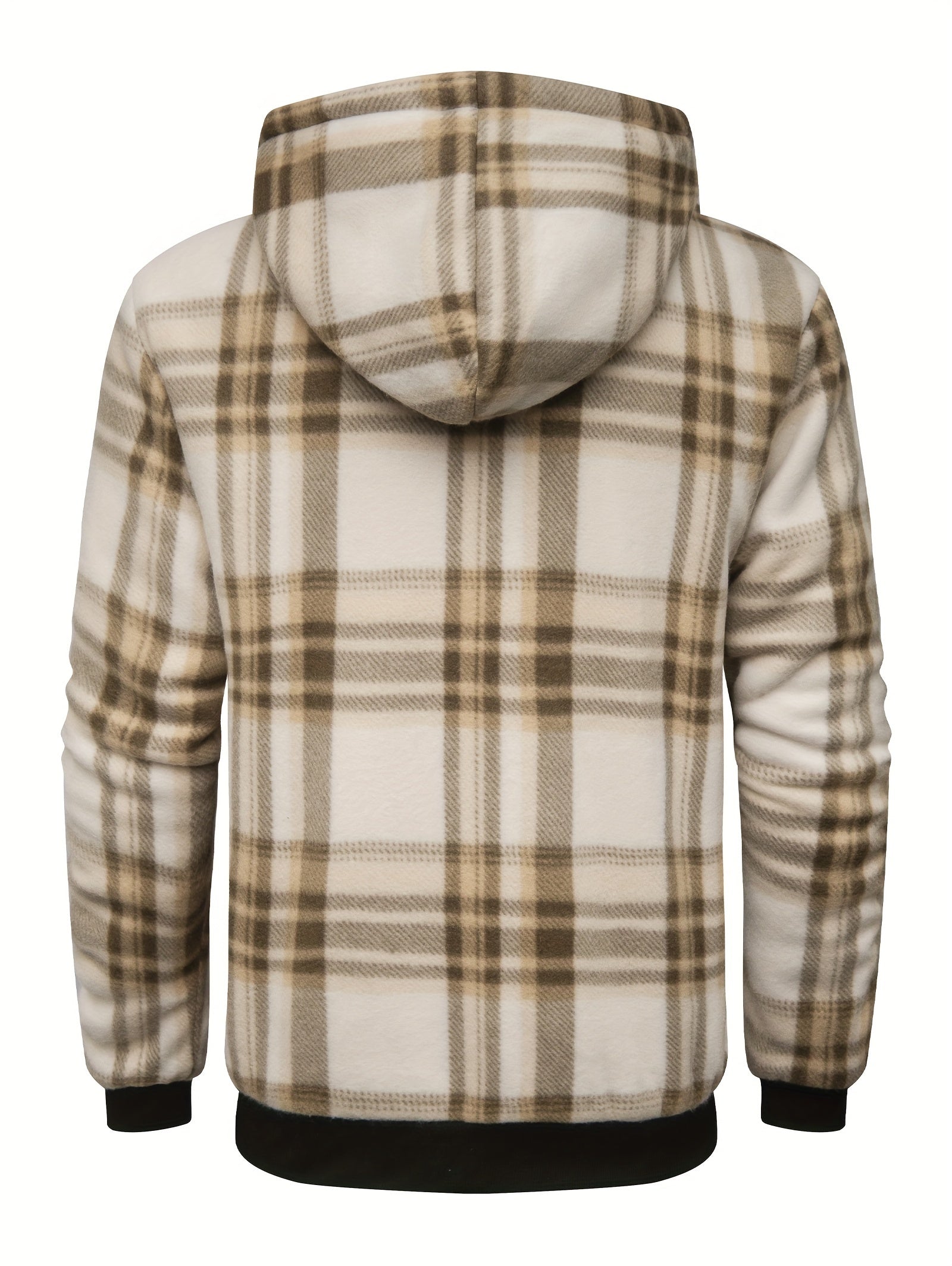 Huvtröja i retro fleece med rutigt mönster