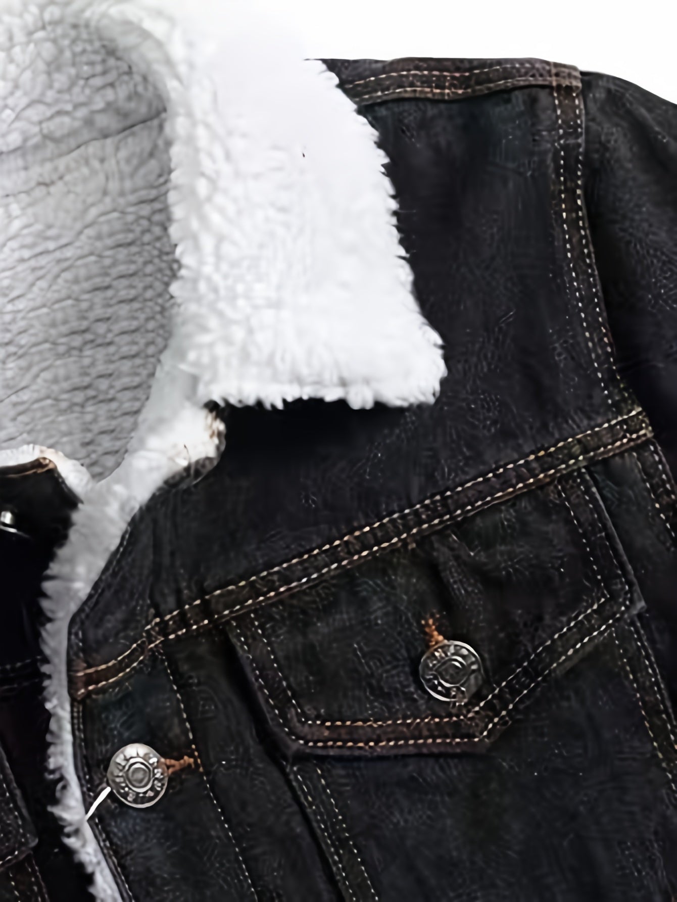 Svart jeansjacka i fleece
