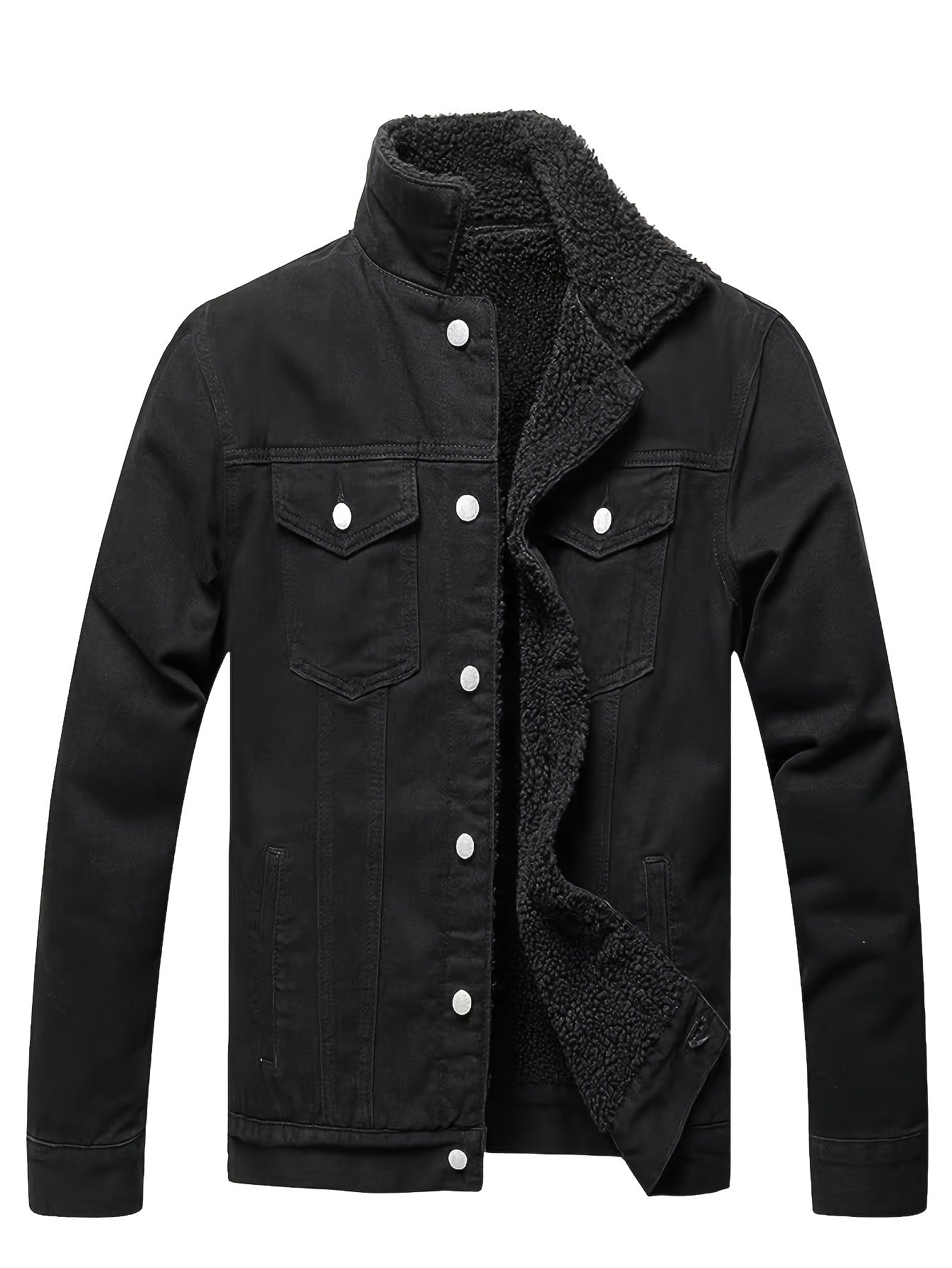 Svart jeansjacka i fleece