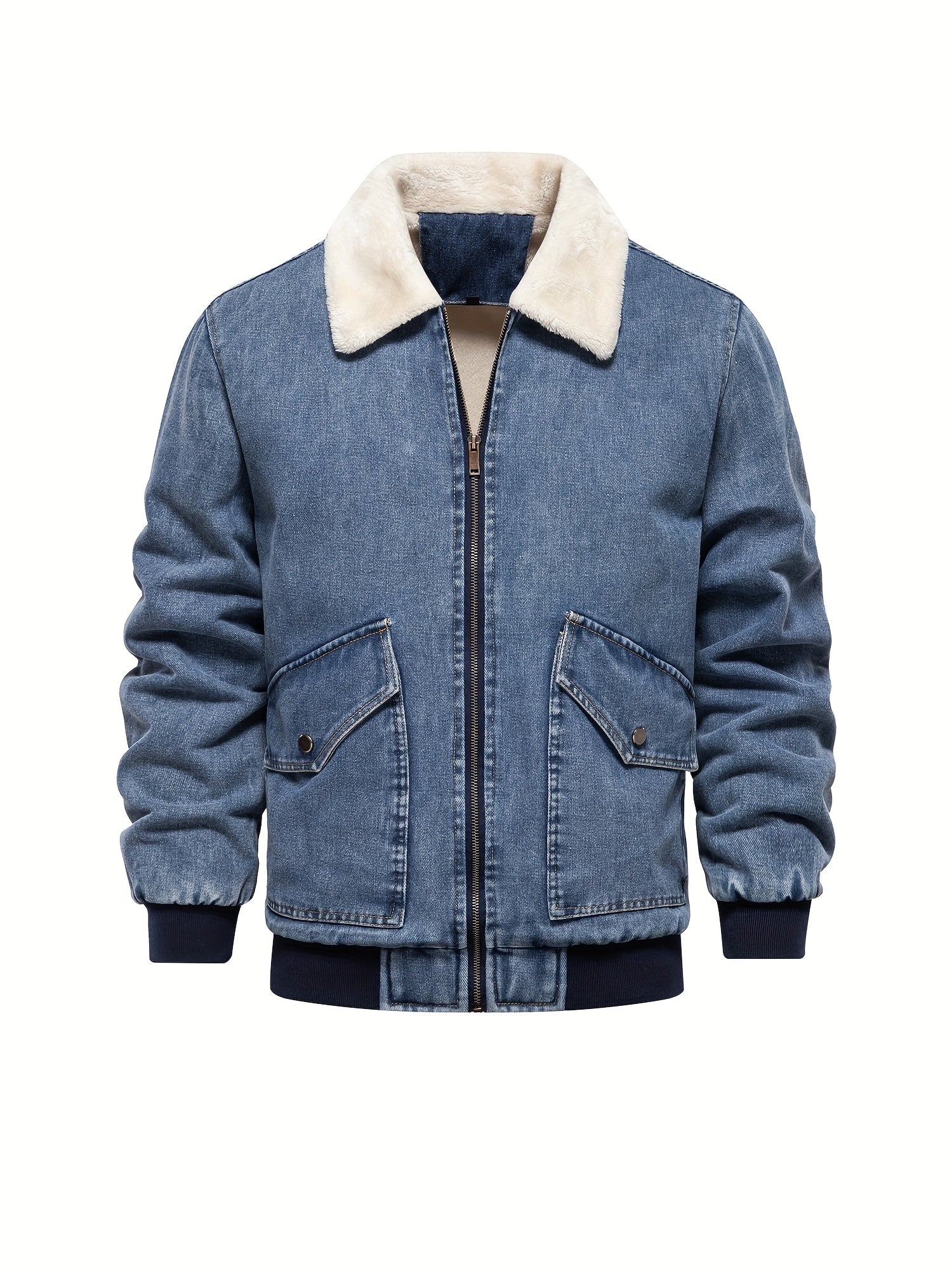 Denim fleecejacka för män