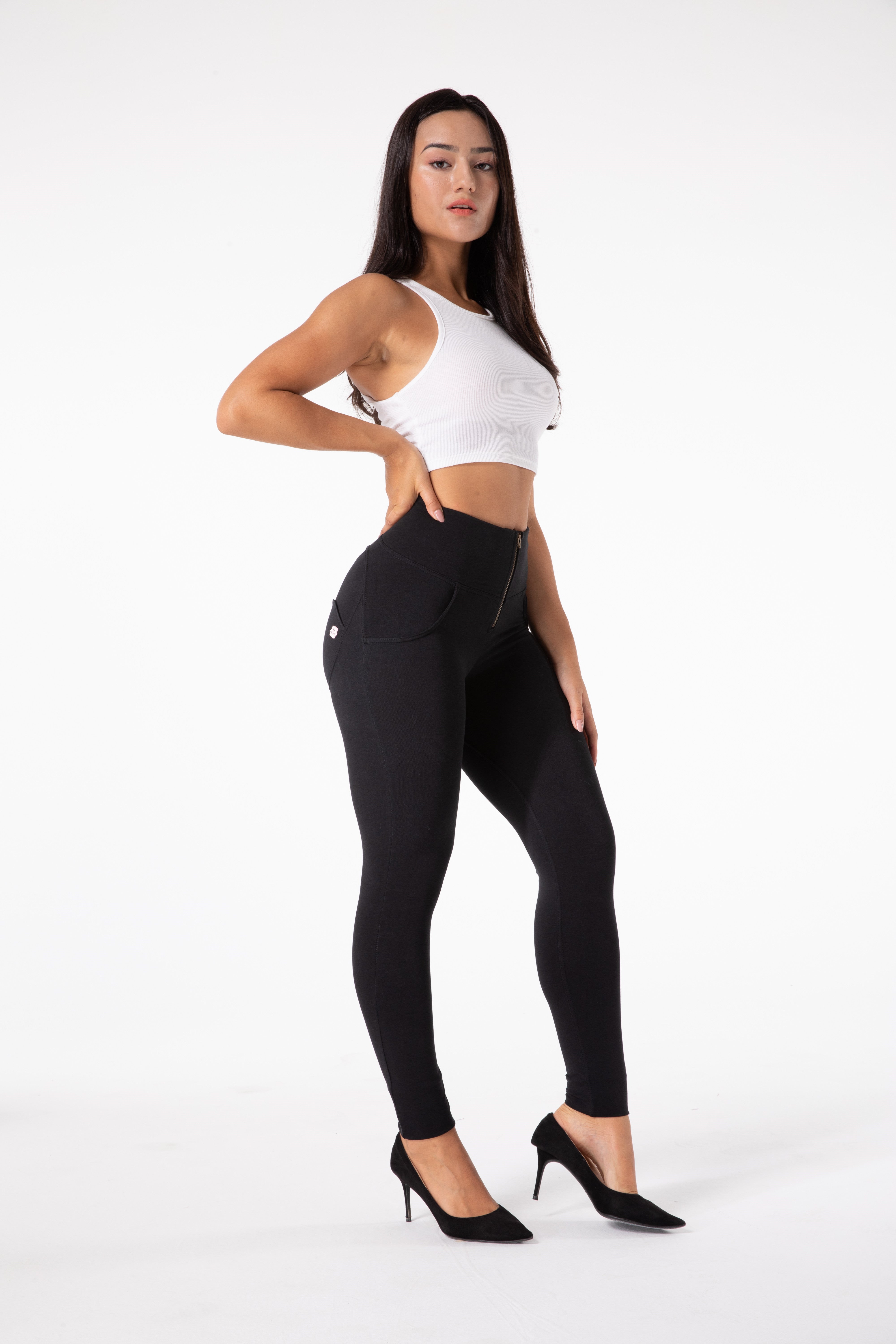 Tajta svarta leggings med hög midja