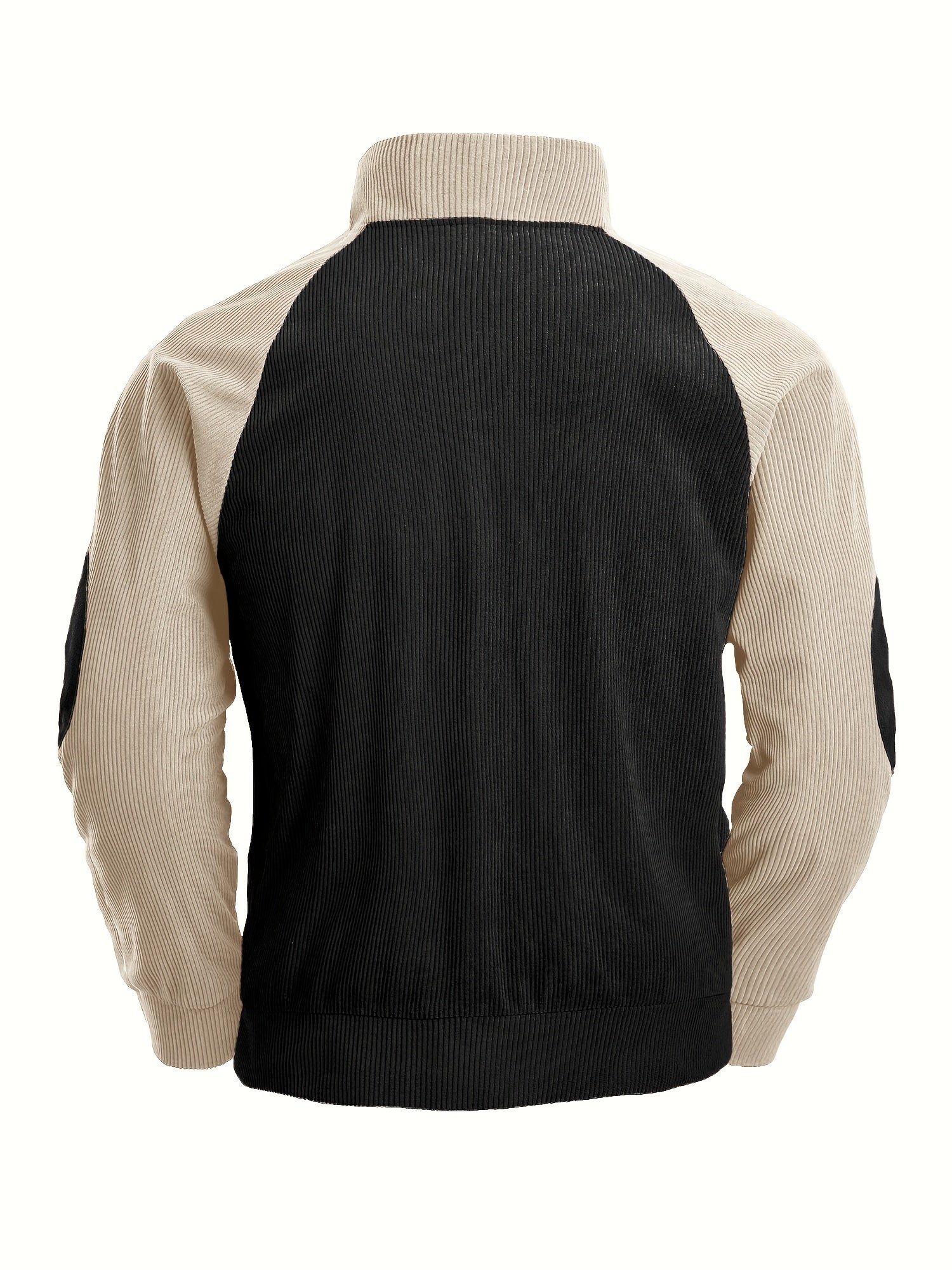 Ribbstickad vintage Henley skjorta med lå nga ärmar och stå krage