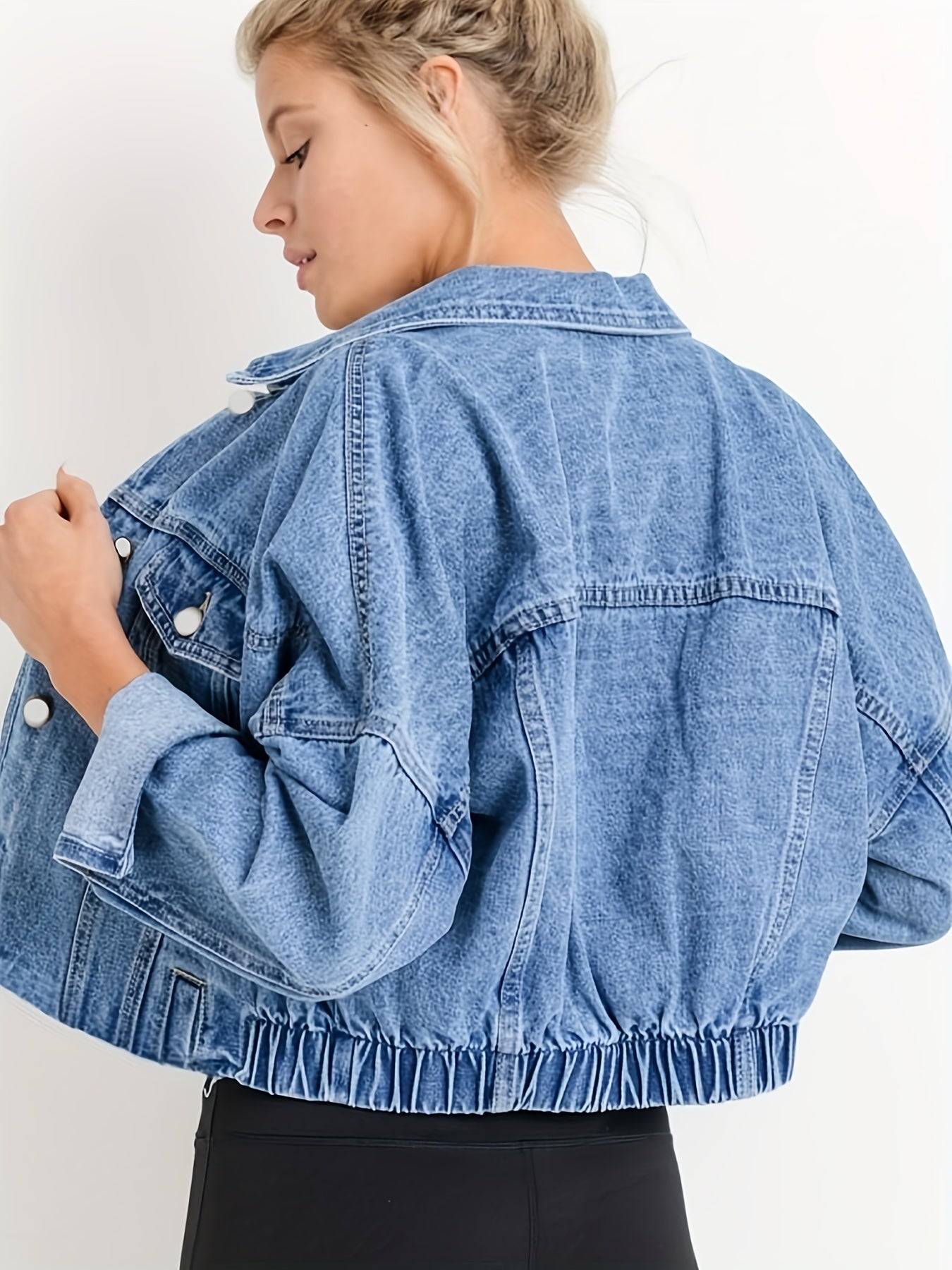 Blå  jeansjackor med korta slag