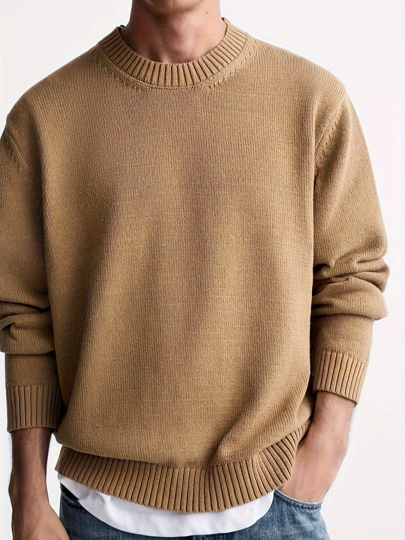 Löst stickad beige tröja
