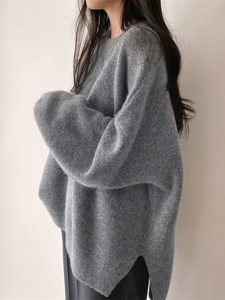 Grå  oversized tröja för kvinnor