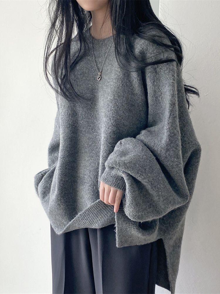 Grå  oversized tröja för kvinnor