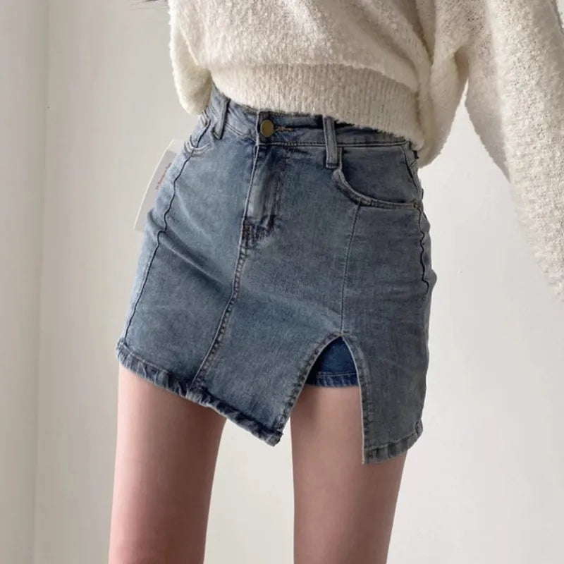 Sidoslits High Rise jeanskjol