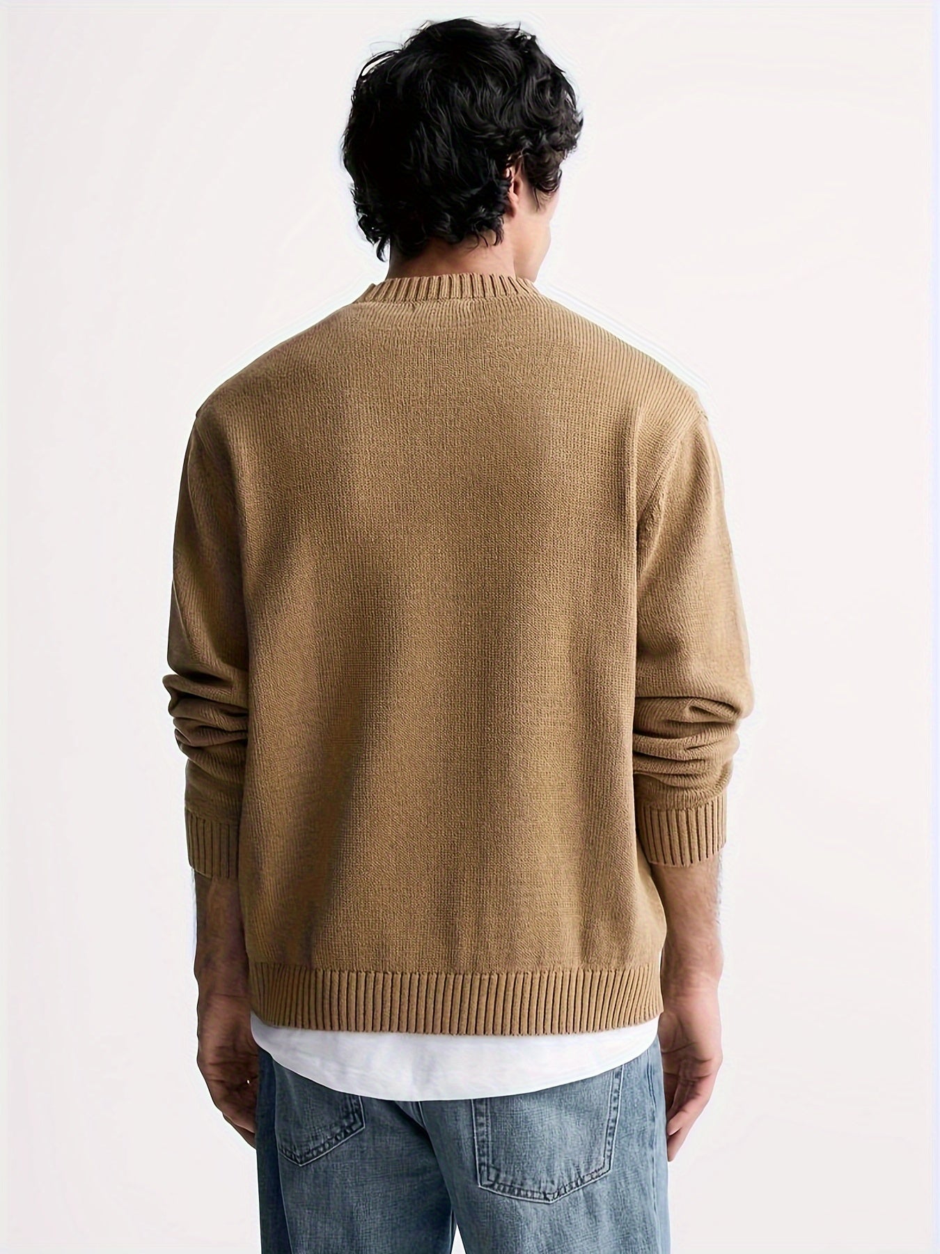 Löst stickad beige tröja