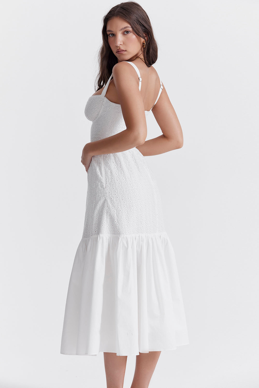 Vit midi solklänning frå n Broderie Anglaise