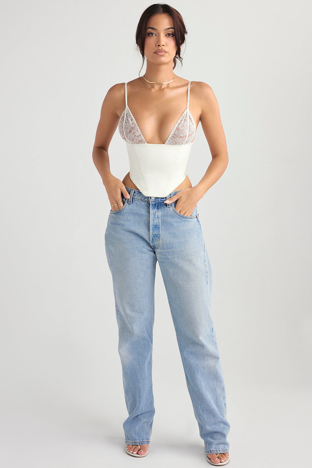 Ivory satin korsett