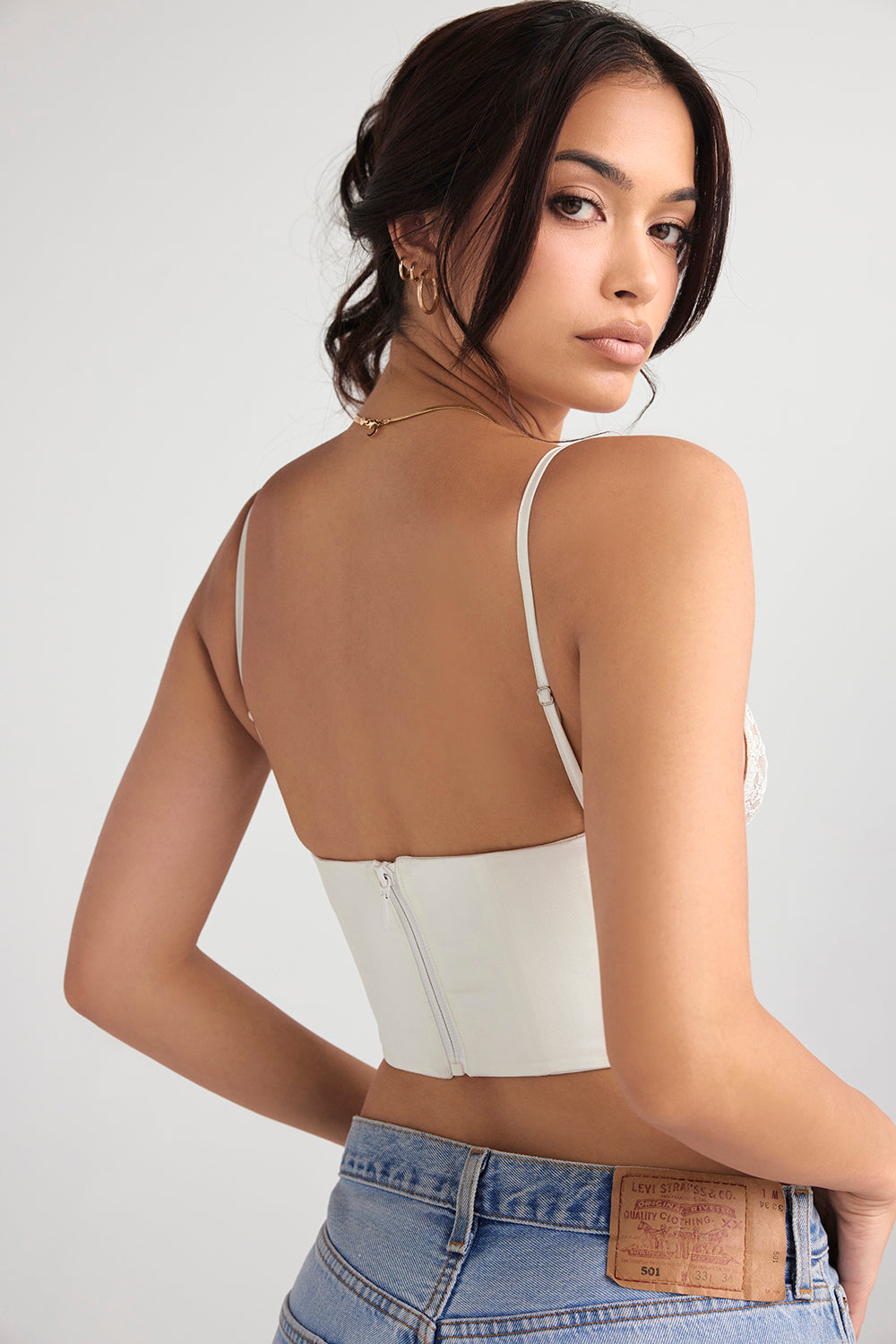 Ivory satin korsett