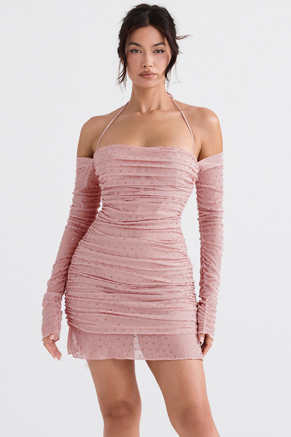 Mjuk rosa kristalliserad klänning