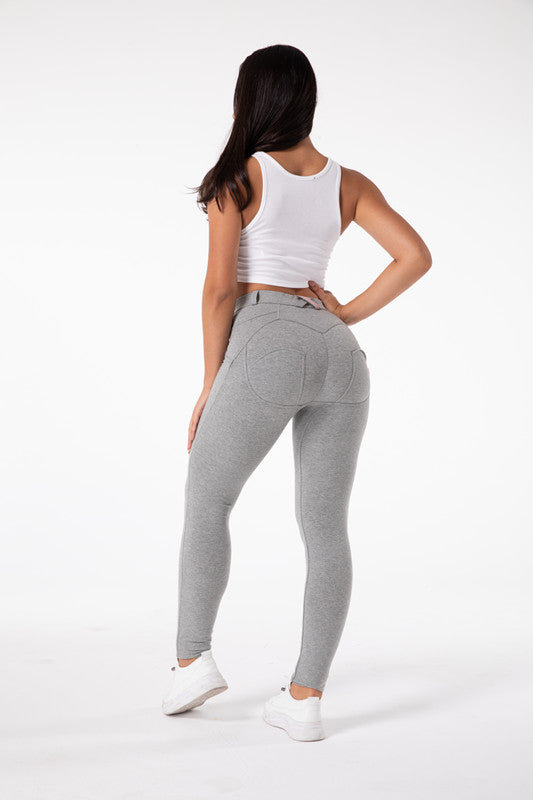 Tighta ljusgrå  leggings med hög midja