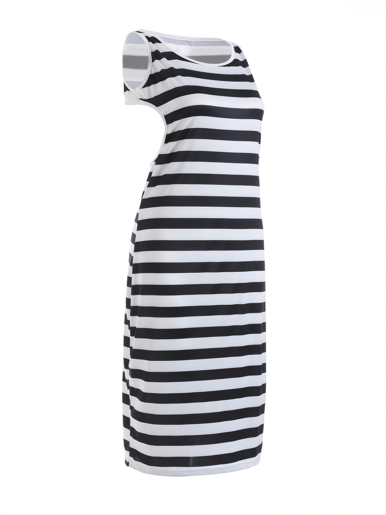 Stickad klänning utan rygg, ärmlös klänning med virkad bodycon-ringning med O-ringning